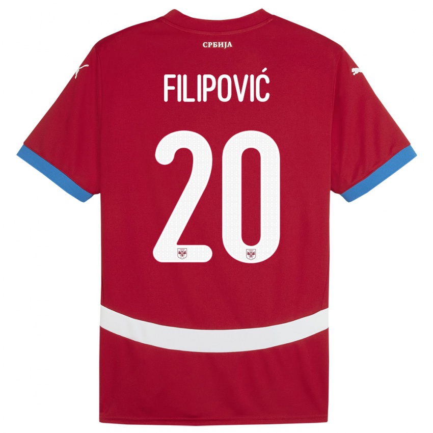 Criança Camisola Sérvia Tijana Filipovic #20 Vermelho Principal 24-26 Camisa