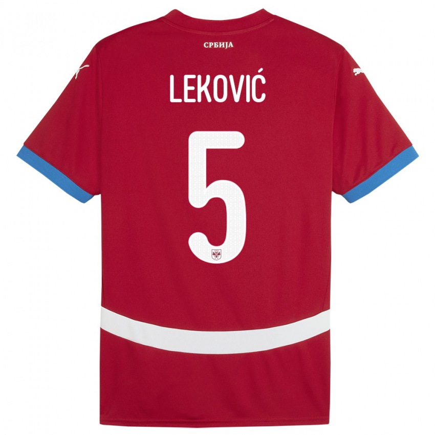 Criança Camisola Sérvia Stefan Lekovic #5 Vermelho Principal 24-26 Camisa