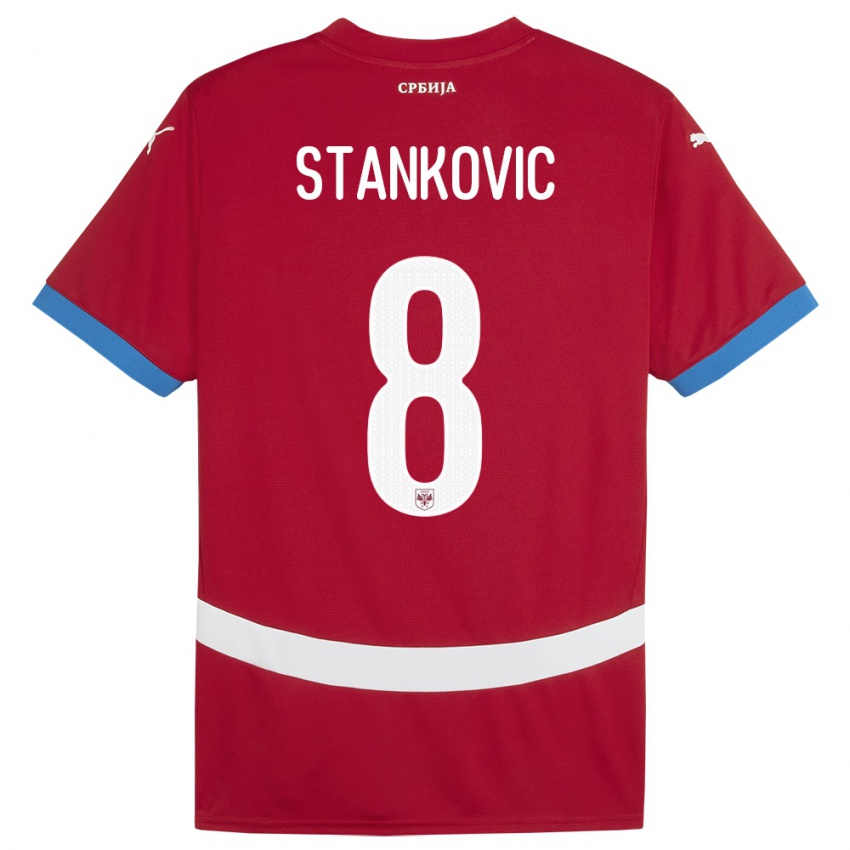 Criança Camisola Sérvia Nikola Stankovic #8 Vermelho Principal 24-26 Camisa