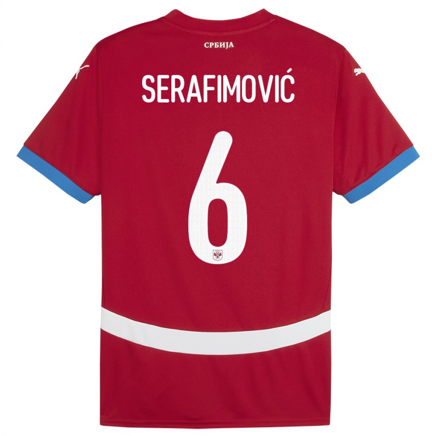 Criança Camisola Sérvia Vojin Serafimovic #6 Vermelho Principal 24-26 Camisa