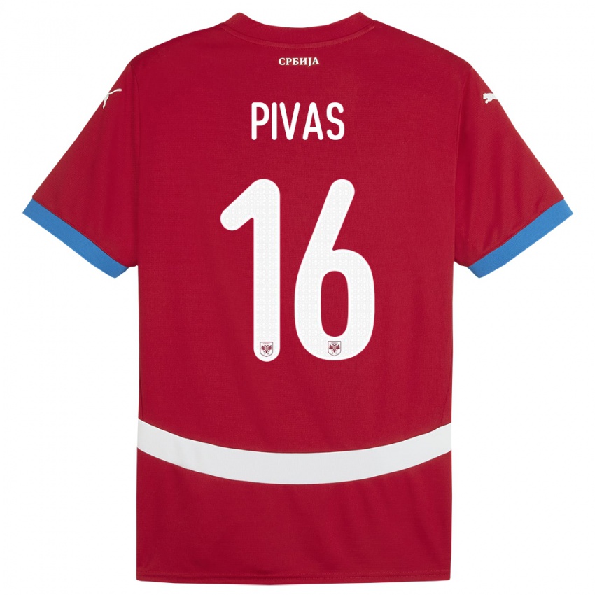 Criança Camisola Sérvia Miodrag Pivas #16 Vermelho Principal 24-26 Camisa