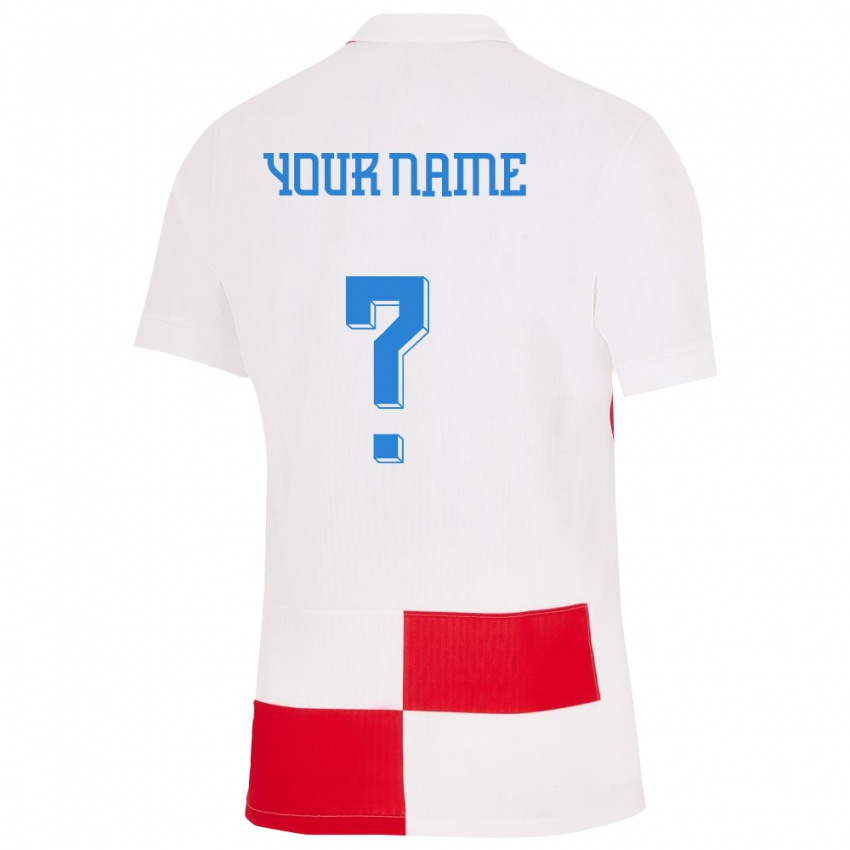 Criança Camisola Croácia Seu Nome #0 Branco Vermelho Principal 24-26 Camisa