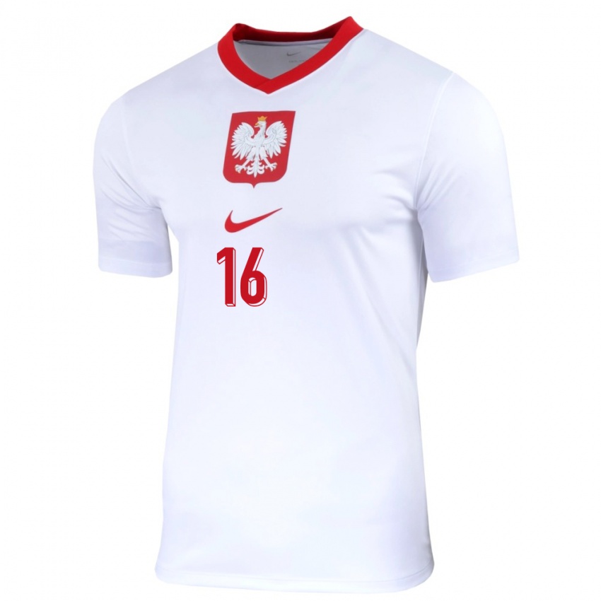 Criança Camisola Polónia Maksymilian Sznaucner #16 Branco Principal 24-26 Camisa