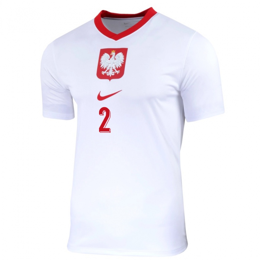 Criança Camisola Polónia Jakub Kolan #2 Branco Principal 24-26 Camisa