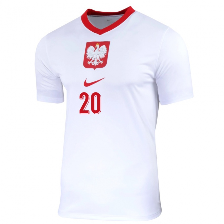 Criança Camisola Polónia Kacper Duda #20 Branco Principal 24-26 Camisa