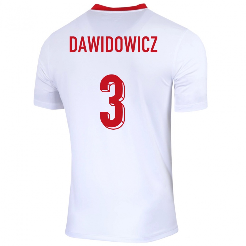 Criança Camisola Polónia Pawel Dawidowicz #3 Branco Principal 24-26 Camisa