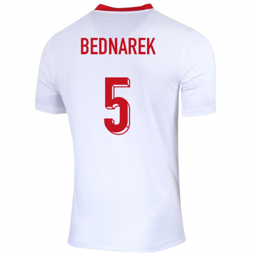 Criança Camisola Polónia Jan Bednarek #5 Branco Principal 24-26 Camisa