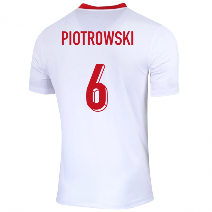 Criança Camisola Polónia Jakub Piotrowski #6 Branco Principal 24-26 Camisa