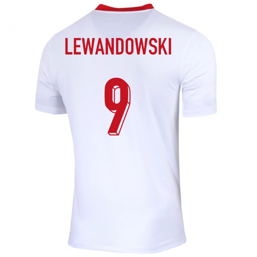 Criança Camisola Polónia Robert Lewandowski #9 Branco Principal 24-26 Camisa