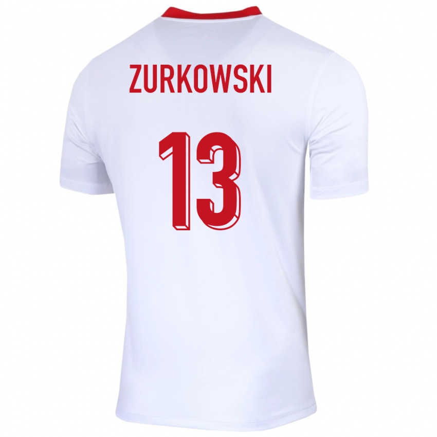 Criança Camisola Polónia Szymon Zurkowski #13 Branco Principal 24-26 Camisa