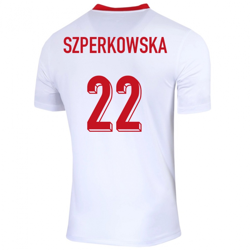 Criança Camisola Polónia Oliwia Szperkowska #22 Branco Principal 24-26 Camisa