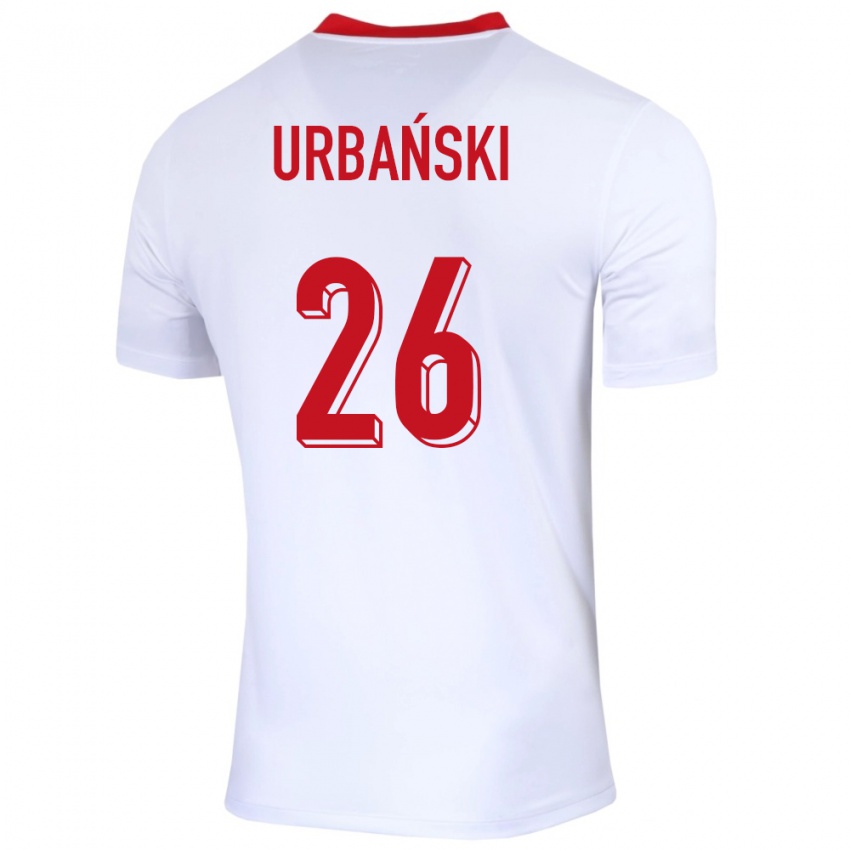 Criança Camisola Polónia Kacper Urbanski #26 Branco Principal 24-26 Camisa