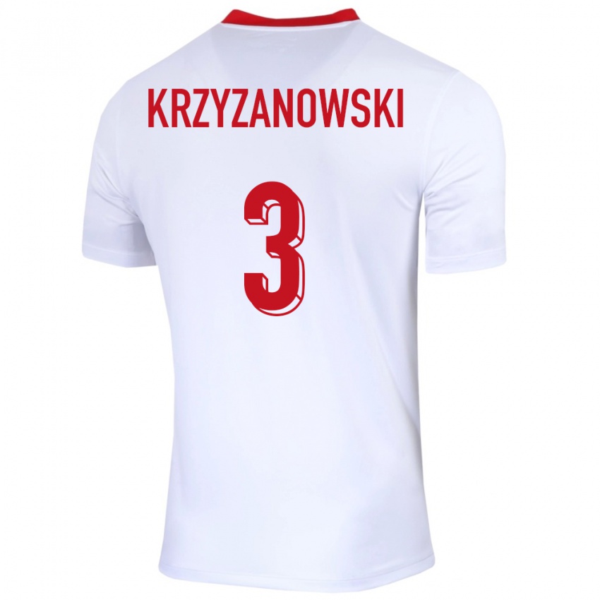 Criança Camisola Polónia Jakub Krzyzanowski #3 Branco Principal 24-26 Camisa