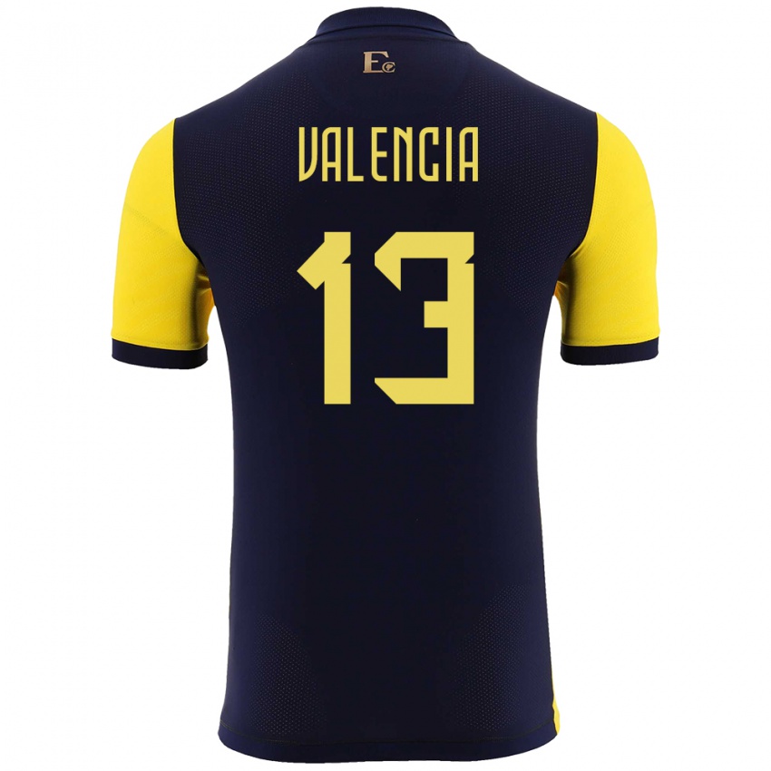 Criança Camisola Equador Enner Valencia #13 Amarelo Principal 24-26 Camisa