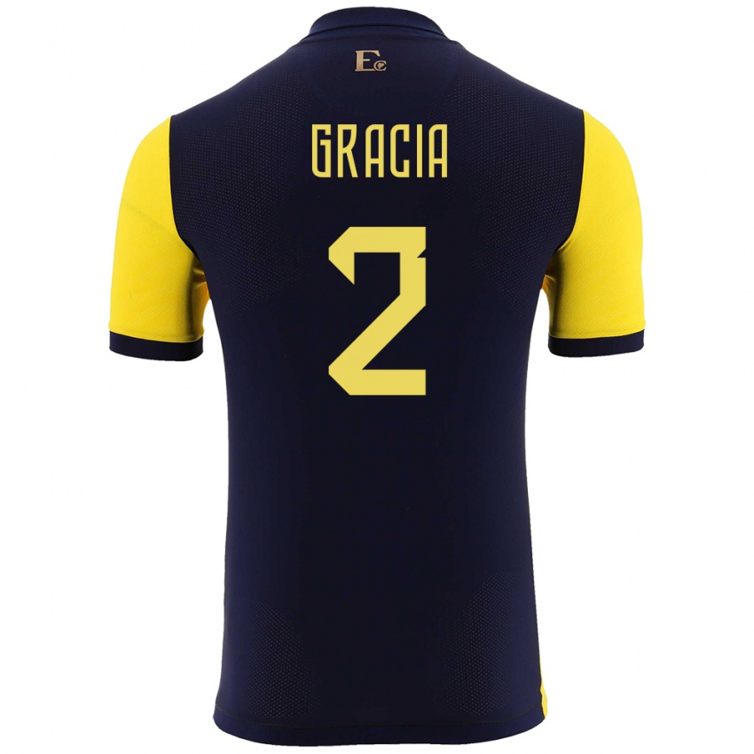 Criança Camisola Equador Ericka Gracia #2 Amarelo Principal 24-26 Camisa