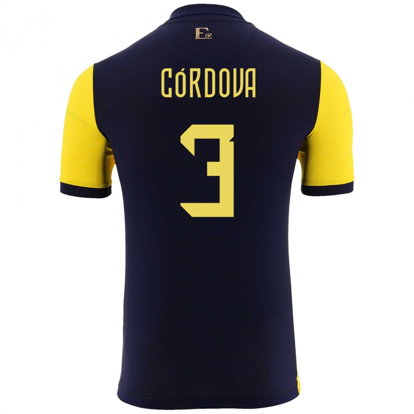 Criança Camisola Equador Luis Cordova #3 Amarelo Principal 24-26 Camisa