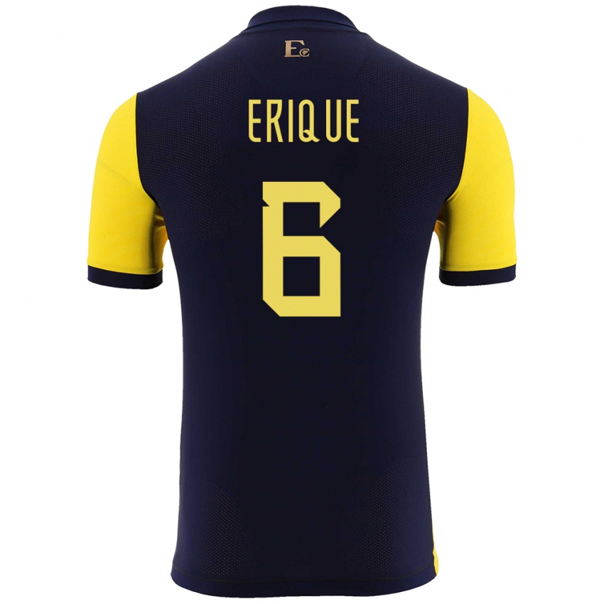 Criança Camisola Equador Yeltzin Erique #6 Amarelo Principal 24-26 Camisa