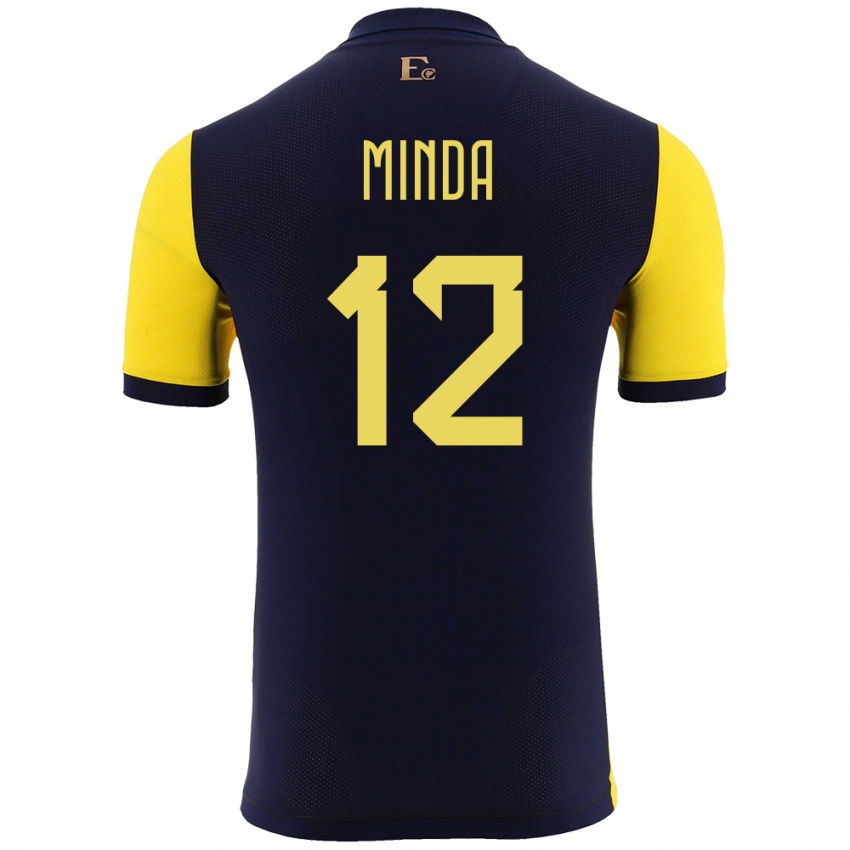 Criança Camisola Equador Ethan Minda #12 Amarelo Principal 24-26 Camisa