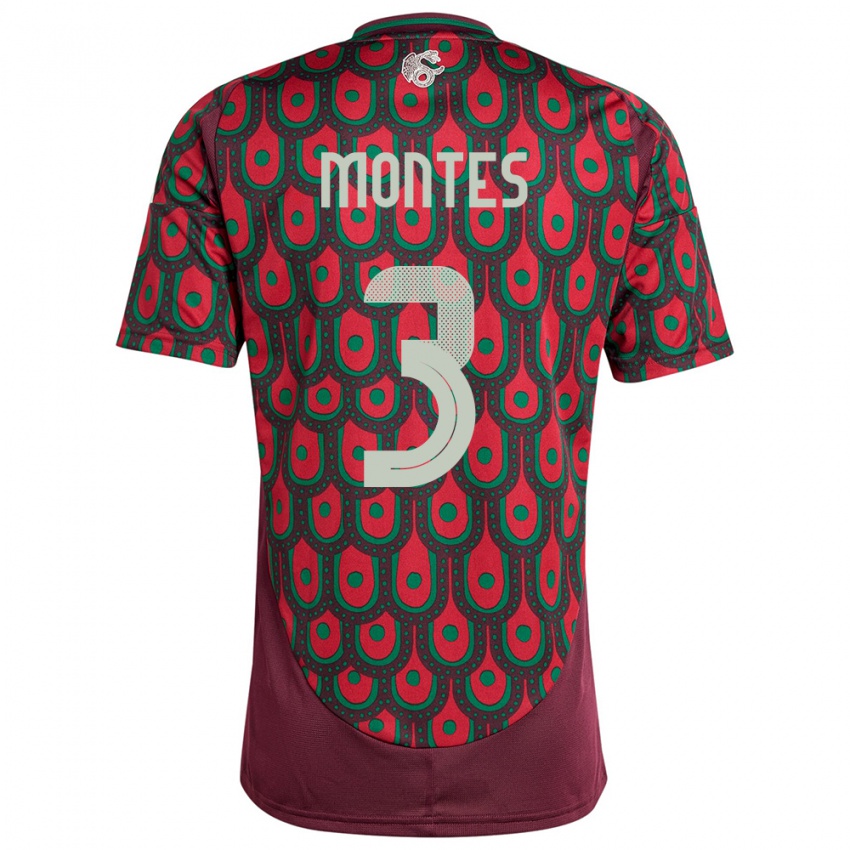 Criança Camisola México Cesar Montes #3 Marrom Principal 24-26 Camisa