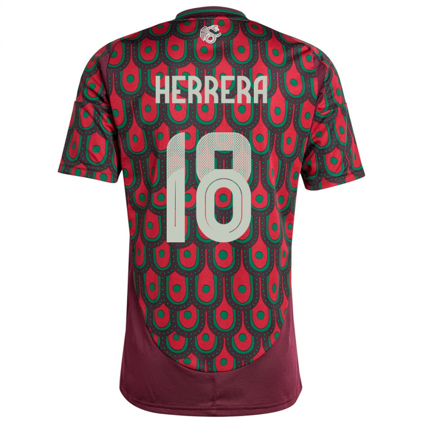 Criança Camisola México Ozziel Herrera #18 Marrom Principal 24-26 Camisa