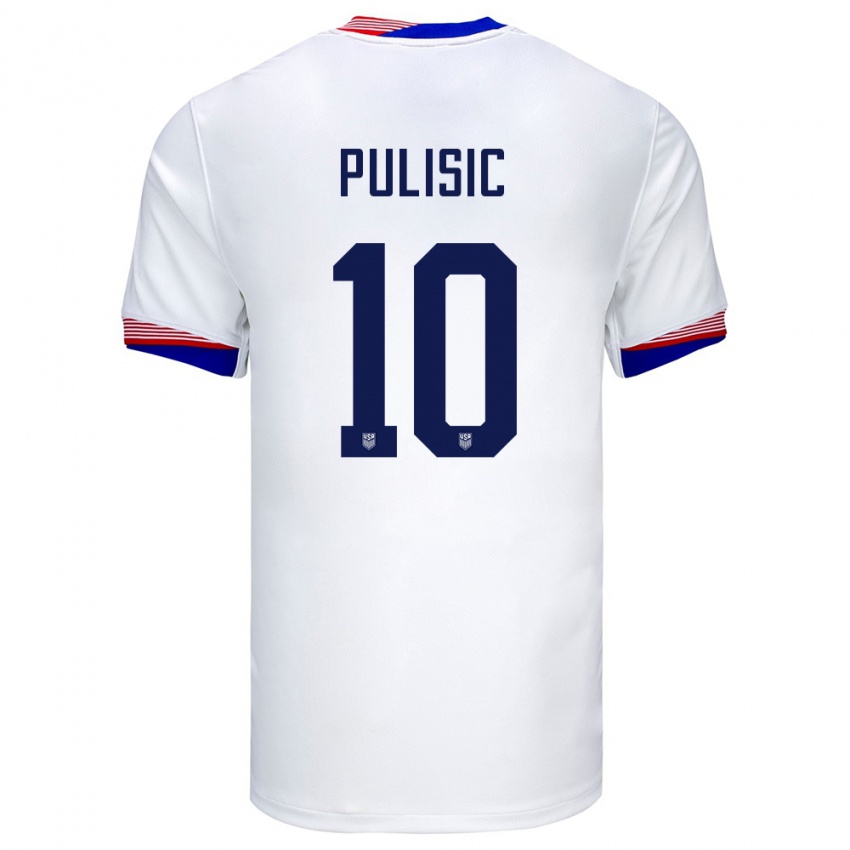 Criança Camisola Estados Unidos Christian Pulisic #10 Branco Principal 24-26 Camisa