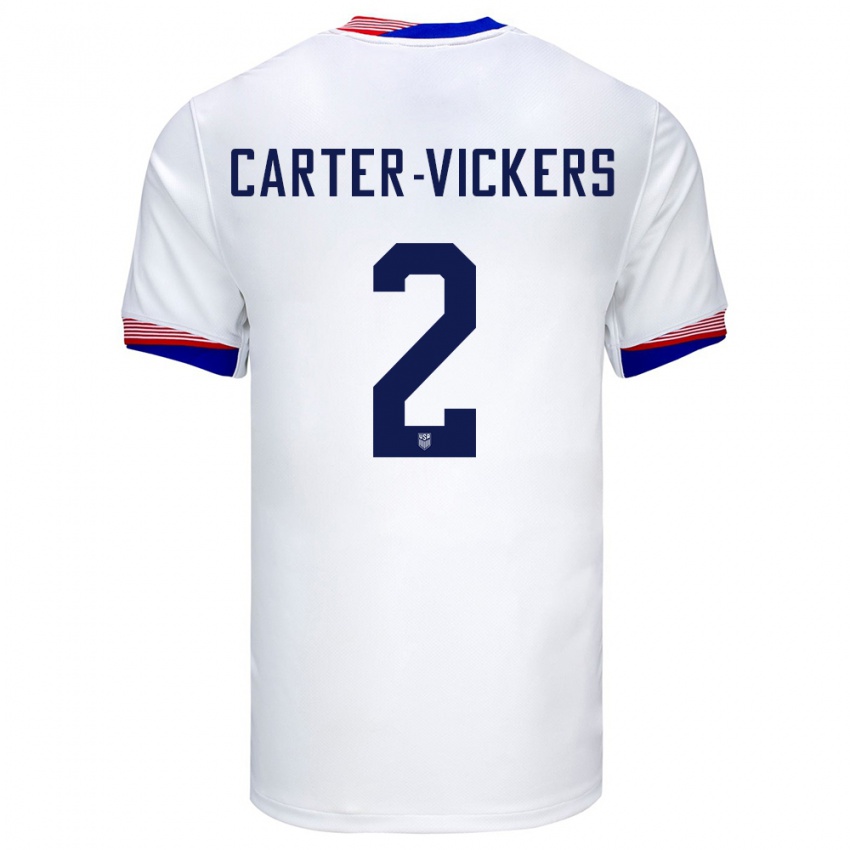 Criança Camisola Estados Unidos Cameron Carter-Vickers #2 Branco Principal 24-26 Camisa