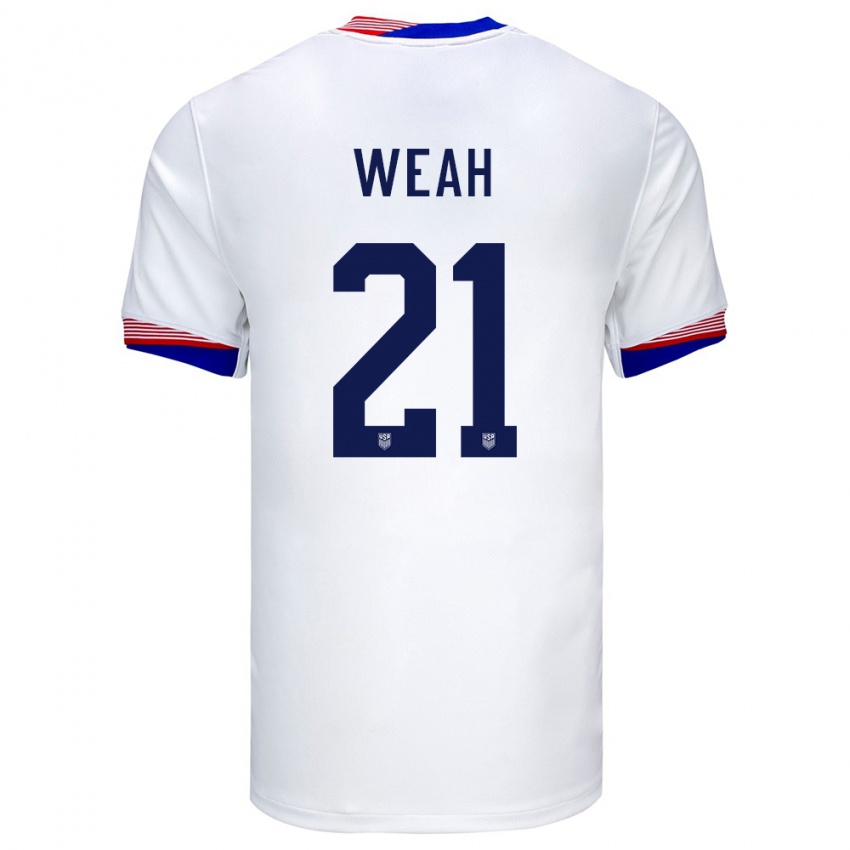 Criança Camisola Estados Unidos Timothy Weah #21 Branco Principal 24-26 Camisa