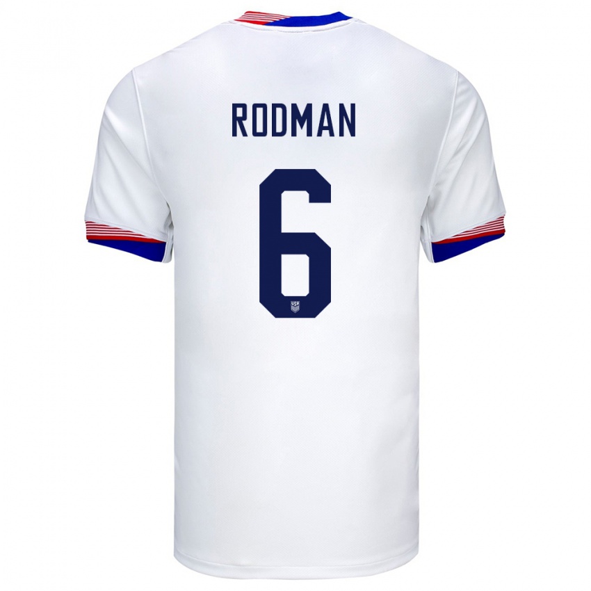 Criança Camisola Estados Unidos Trinity Rodman #6 Branco Principal 24-26 Camisa