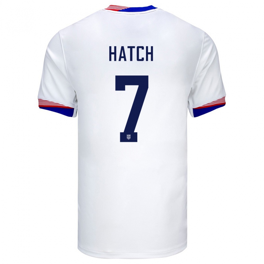 Criança Camisola Estados Unidos Ashley Hatch #7 Branco Principal 24-26 Camisa