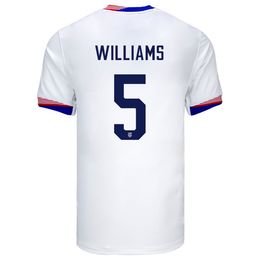 Criança Camisola Estados Unidos Thomas Williams #5 Branco Principal 24-26 Camisa