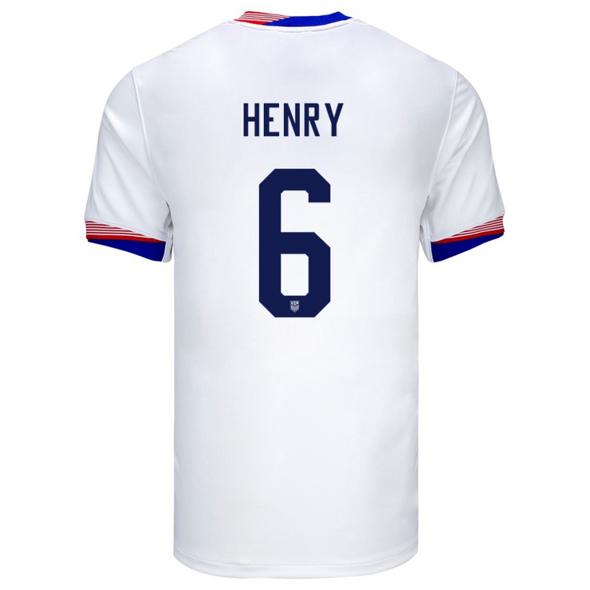 Criança Camisola Estados Unidos Kobi Henry #6 Branco Principal 24-26 Camisa