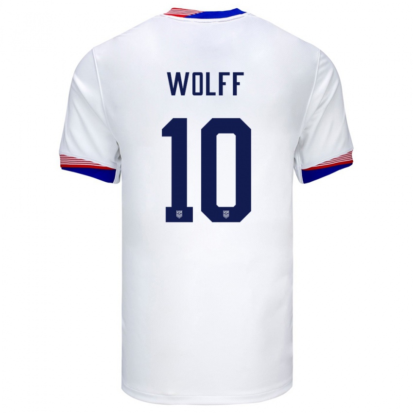 Criança Camisola Estados Unidos Owen Wolff #10 Branco Principal 24-26 Camisa