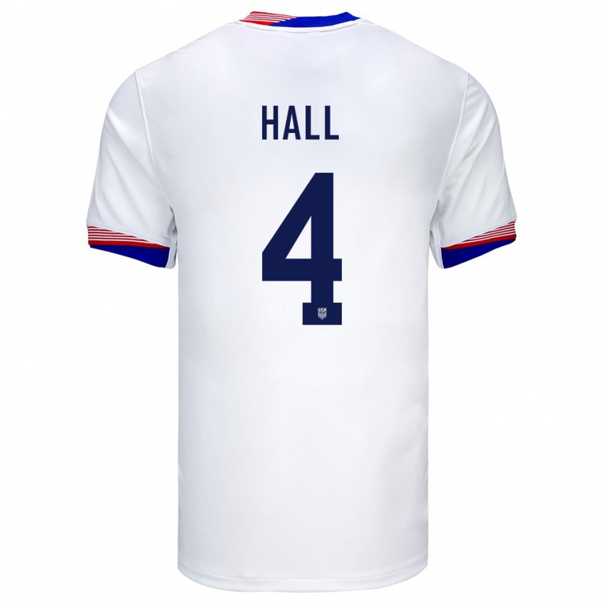 Criança Camisola Estados Unidos Tyler Hall #4 Branco Principal 24-26 Camisa