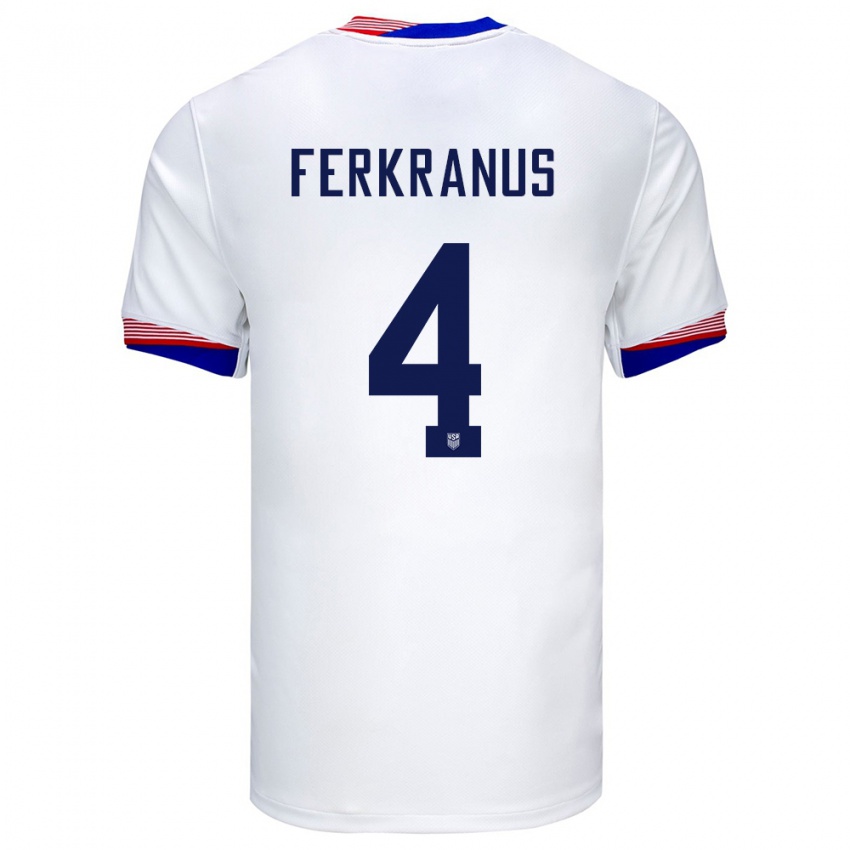 Criança Camisola Estados Unidos Marcus Ferkranus #4 Branco Principal 24-26 Camisa