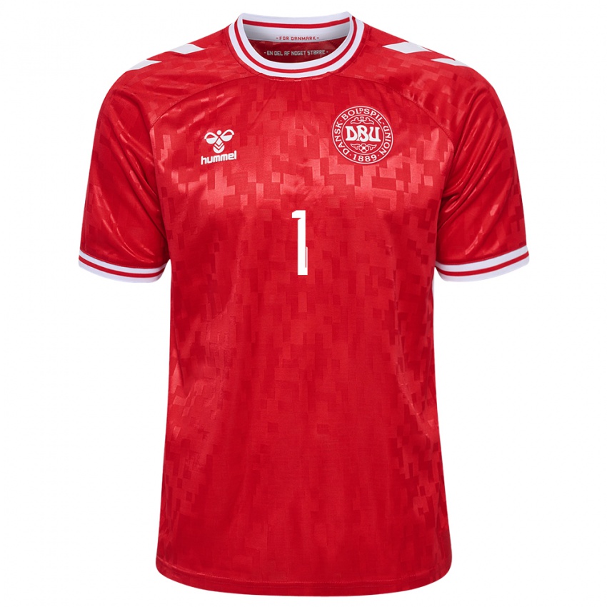 Criança Camisola Dinamarca Kasper Schmeichel #1 Vermelho Principal 24-26 Camisa