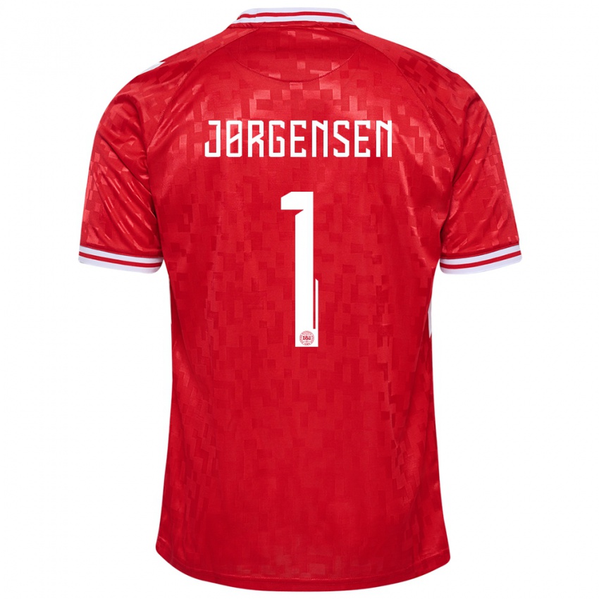 Criança Camisola Dinamarca Filip Jørgensen #1 Vermelho Principal 24-26 Camisa