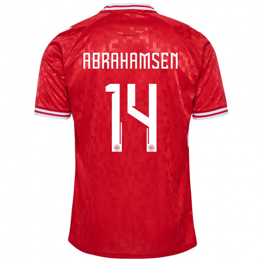 Criança Camisola Dinamarca Mads Abrahamsen #14 Vermelho Principal 24-26 Camisa