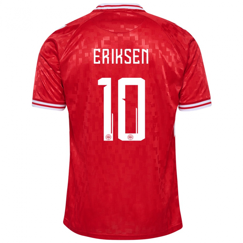 Criança Camisola Dinamarca Christian Eriksen #10 Vermelho Principal 24-26 Camisa