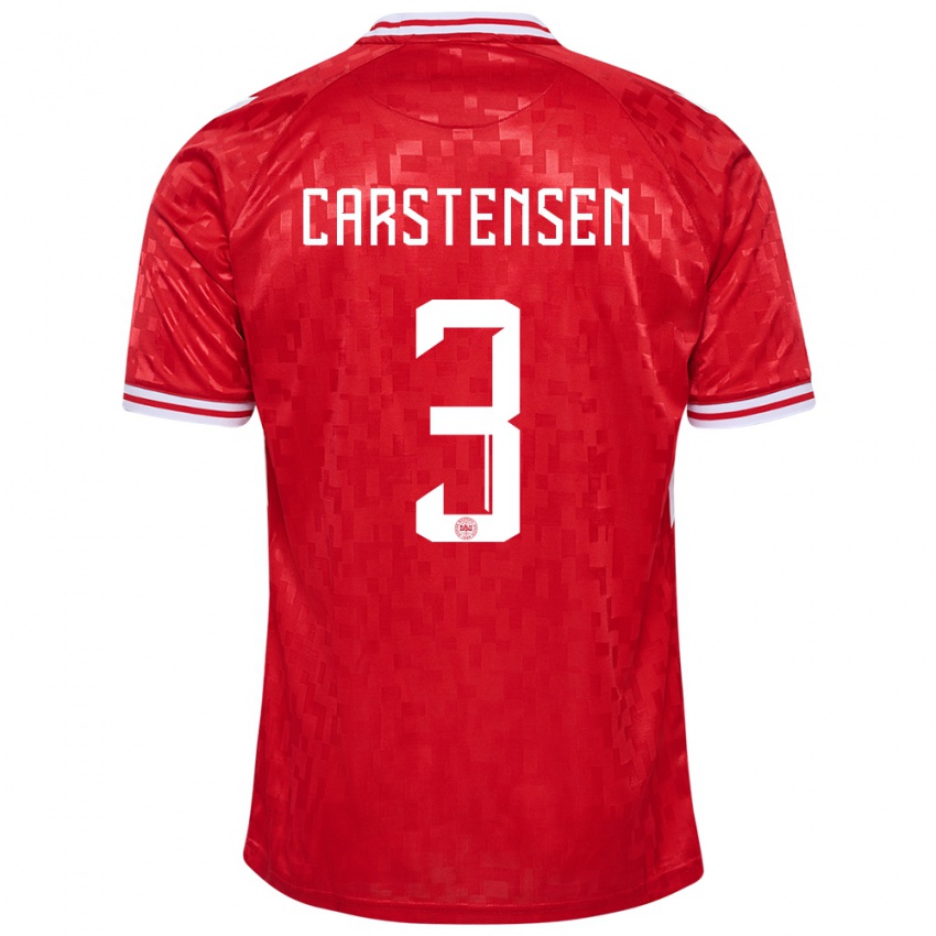 Criança Camisola Dinamarca Rasmus Carstensen #3 Vermelho Principal 24-26 Camisa