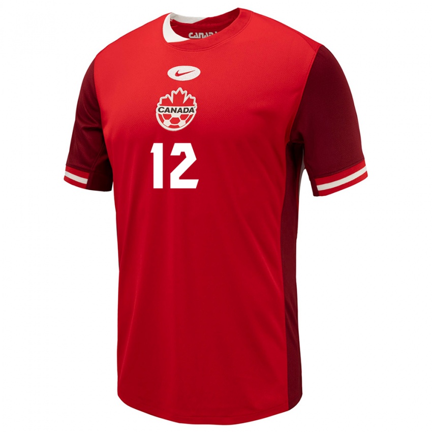 Criança Camisola Canadá Christine Sinclair #12 Vermelho Principal 24-26 Camisa