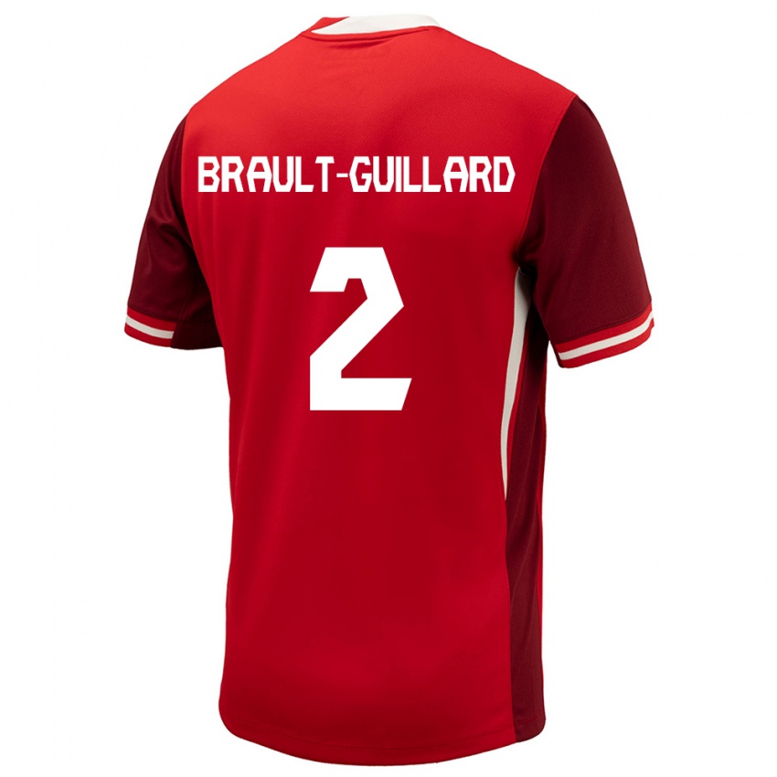 Criança Camisola Canadá Zachary Brault-Guillard #2 Vermelho Principal 24-26 Camisa