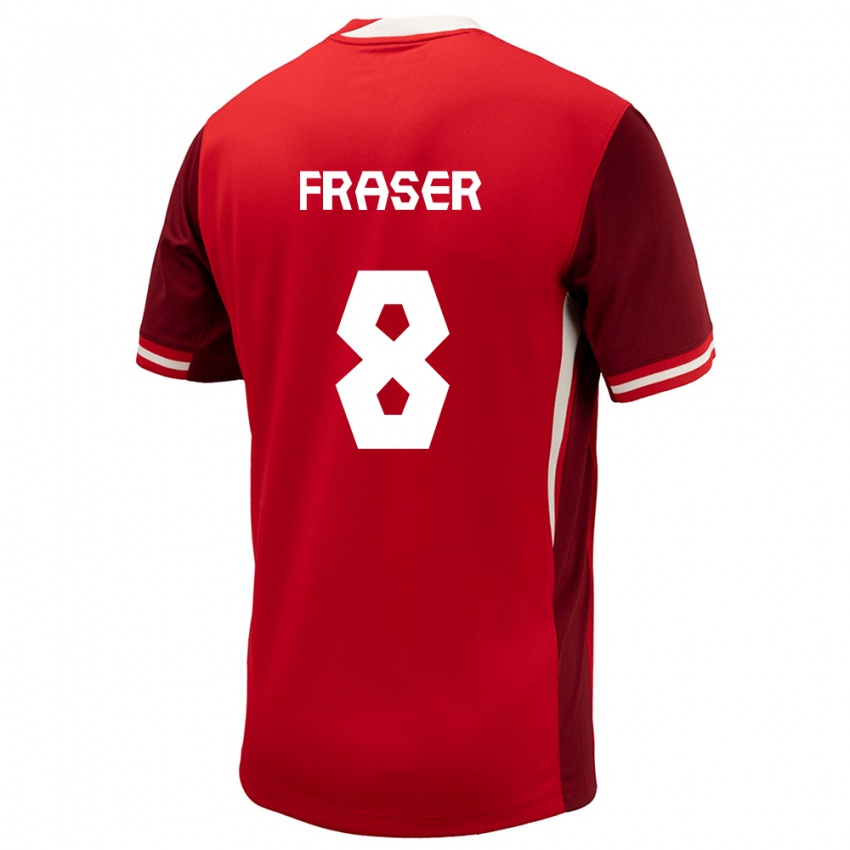 Criança Camisola Canadá Liam Fraser #8 Vermelho Principal 24-26 Camisa