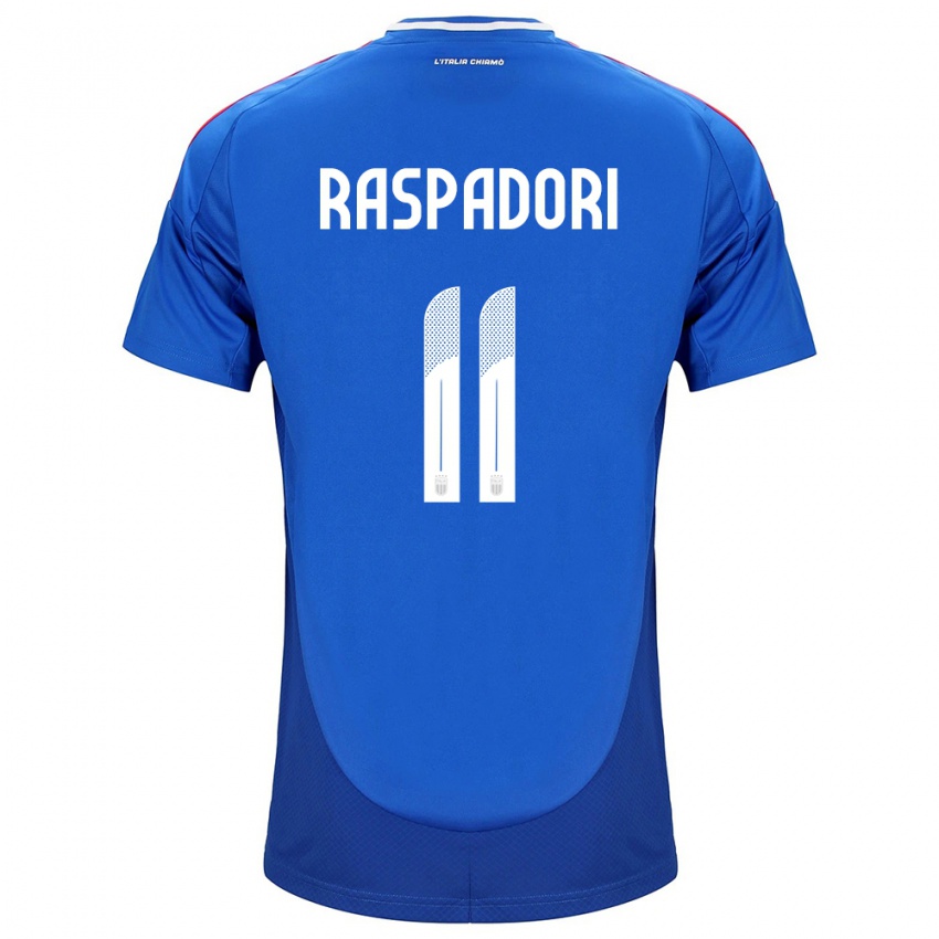 Criança Camisola Itália Giacomo Raspadori #11 Azul Principal 24-26 Camisa