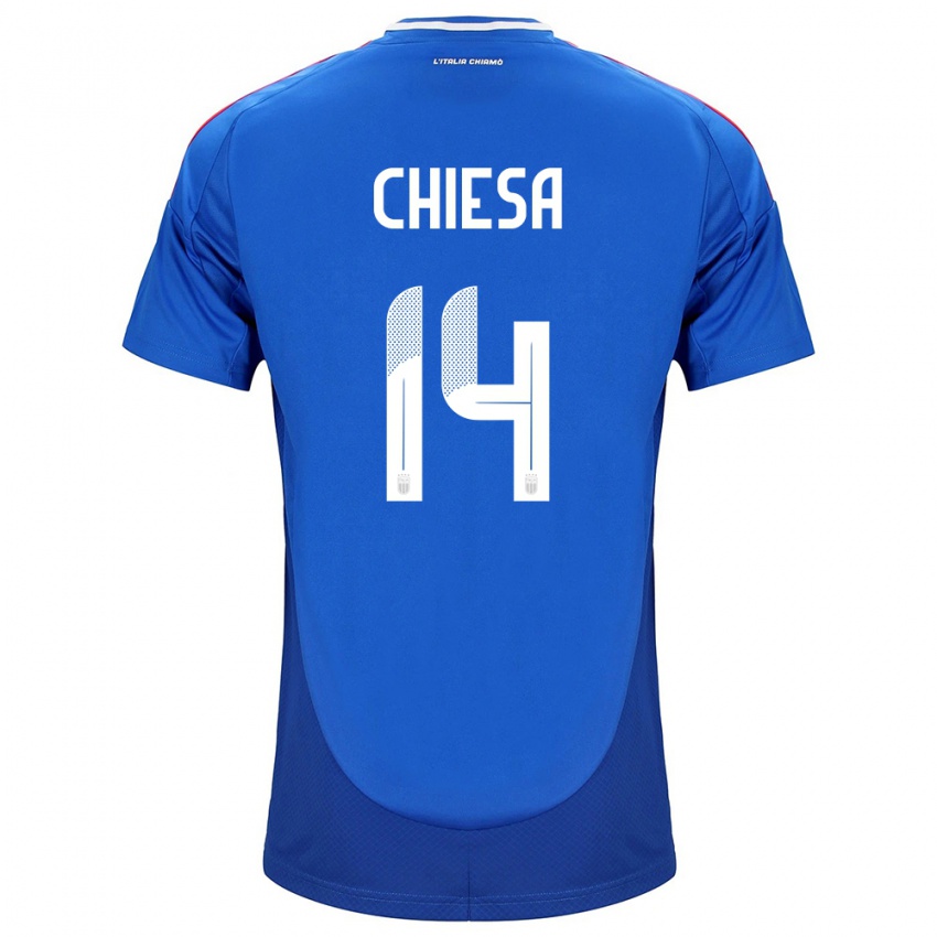 Criança Camisola Itália Federico Chiesa #14 Azul Principal 24-26 Camisa