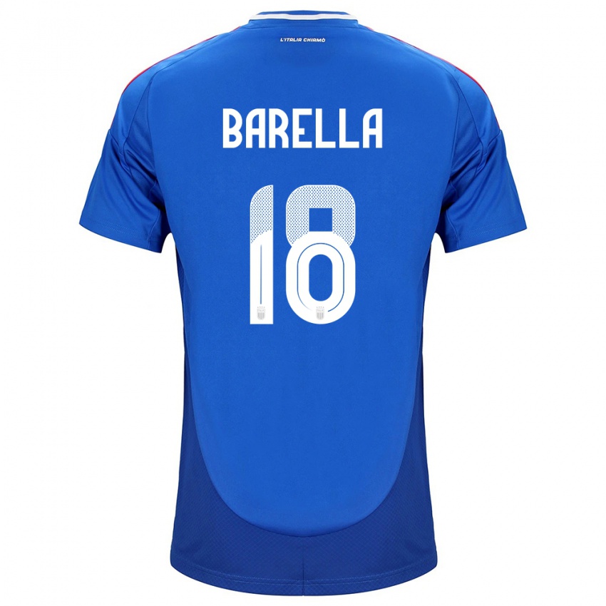 Criança Camisola Itália Nicolò Barella #18 Azul Principal 24-26 Camisa