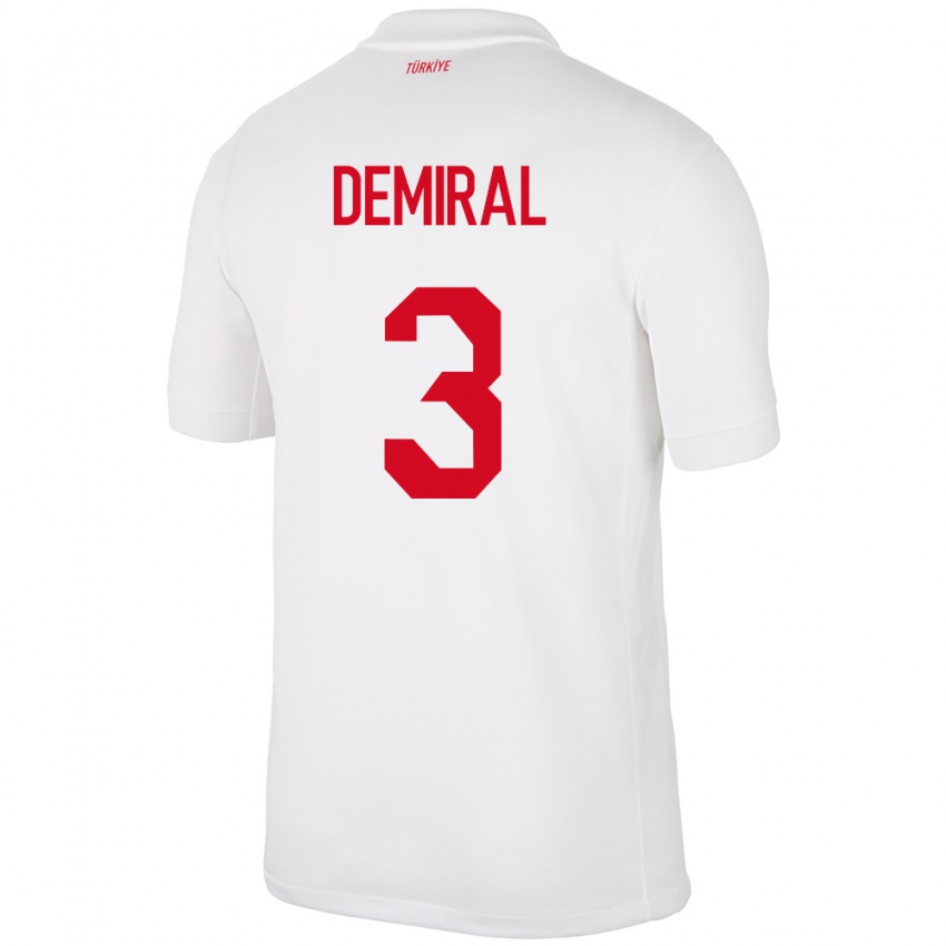 Criança Camisola Turquia Merih Demiral #3 Branco Principal 24-26 Camisa