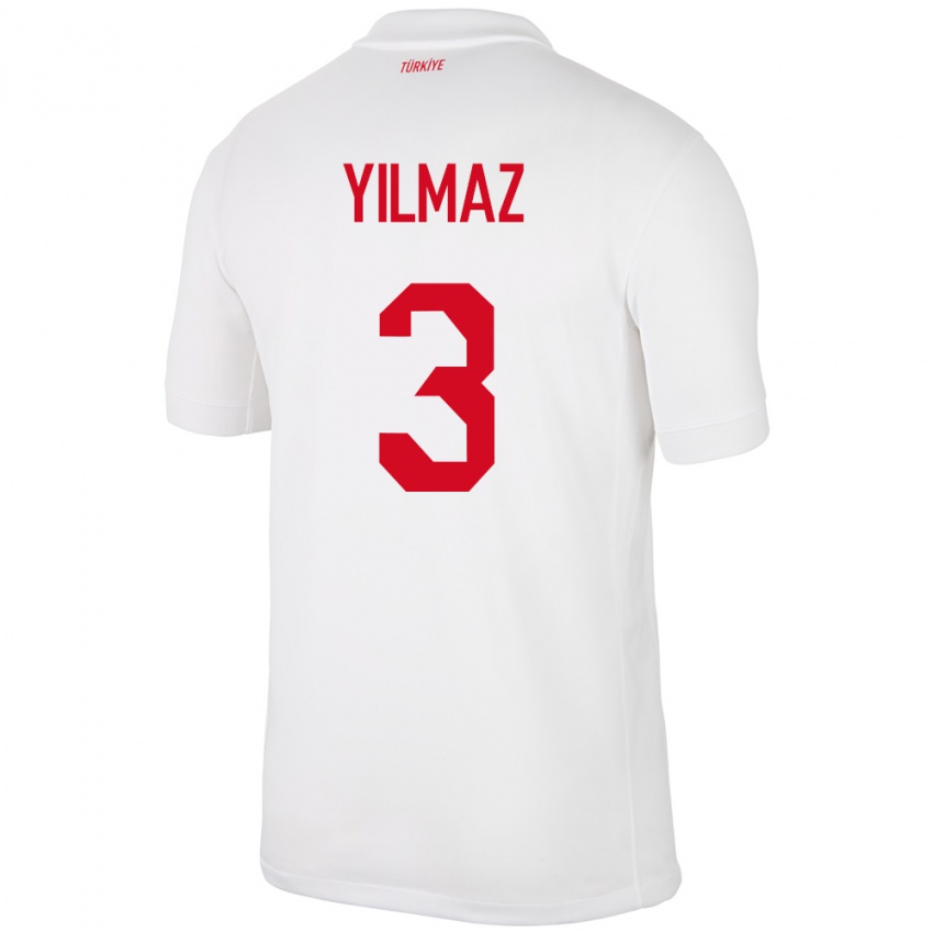 Criança Camisola Turquia Berkay Yılmaz #3 Branco Principal 24-26 Camisa