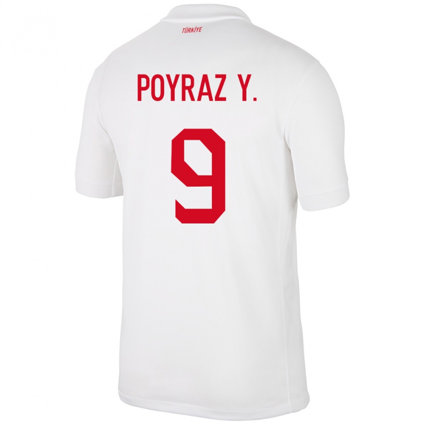 Criança Camisola Turquia Poyraz Yıldırım #9 Branco Principal 24-26 Camisa