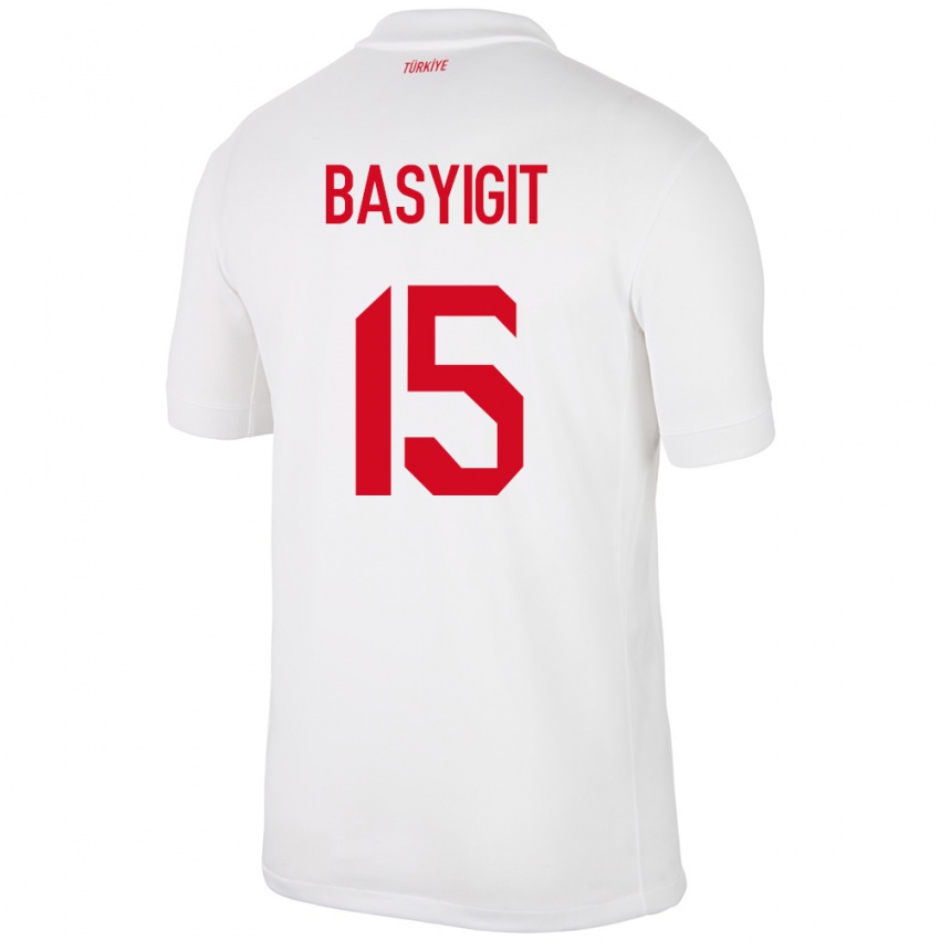 Criança Camisola Turquia Emirhan Başyiğit #15 Branco Principal 24-26 Camisa