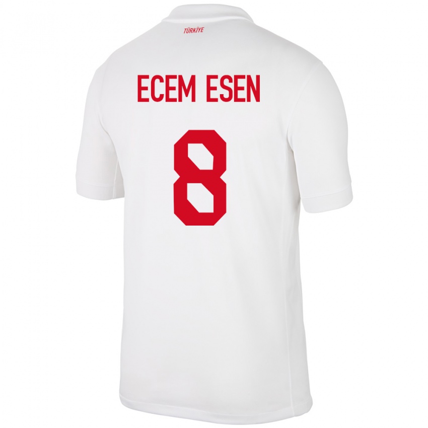 Criança Camisola Turquia Emine Ecem Esen #8 Branco Principal 24-26 Camisa